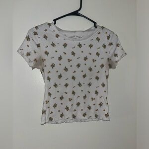 White floral crop top.